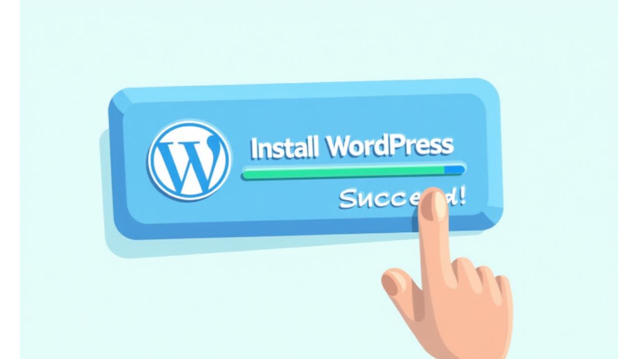 Tek tıklama ile WordPress kurulumunu gösteren basit bir kullanıcı arayüzü görseli